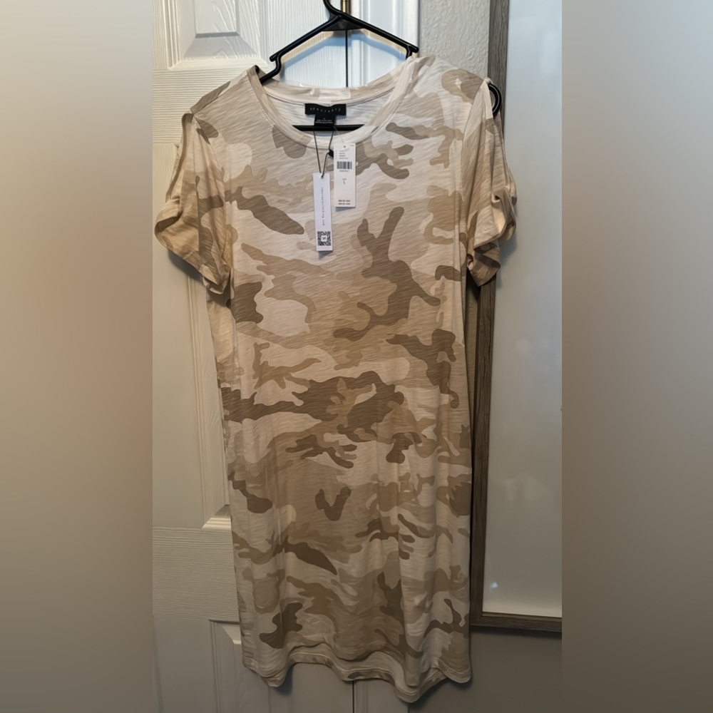 NWT Large tan camo T-shirt dress with cute sleeve details